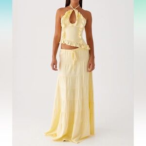 Elegant Yellow Maxi Skirt Set